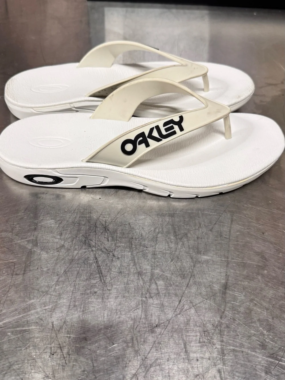 Oakley White Logo Flip Flop Sandals